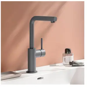 Herzbach SIRO GREY Mitigeur de lavabo L-Size à bec haut, 30.120333.1.0... pas cher