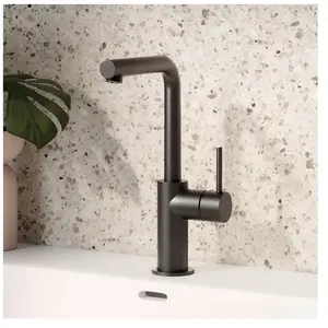Herzbach SIRO BLACK Mitigeur de lavabo L-Size à bec haut, 30.120333.1.... pas cher