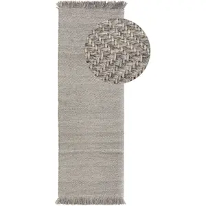 Benuta Tapis de couloir en laine gris clair 70x200 pas cher