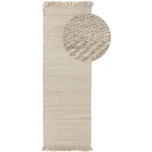 Benuta Tapis de couloir en laine crème 70x200 pas cher