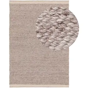 Benuta Tapis fabriqué à partir de matériaux recyclés crème/taupe 80x150 pas cher