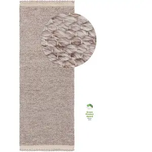 Benuta Tapis fabriqué à partir de matériaux recyclés crème/taupe 70x200 pas cher