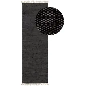 Benuta Tapis fabriqué à partir de matériaux recyclés noir 70x200 pas cher