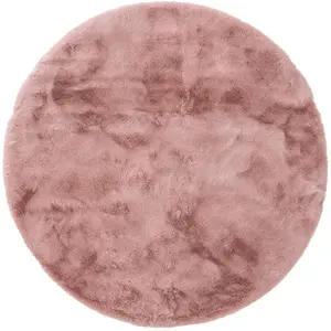 Benuta Tapis de fausse fourrure rose D 80 rond pas cher