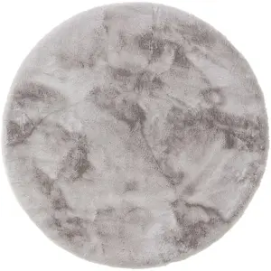Benuta Tapis de fausse fourrure gris D 180 rond