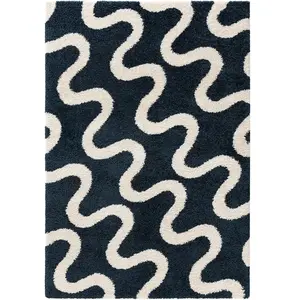Benuta Tapis à poils longs bleu 160x230 pas cher