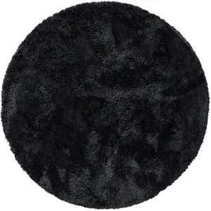 Benuta Tapis à poils longs anthracite D 160 rond pas cher