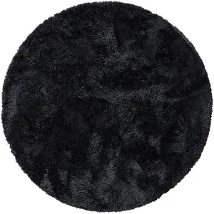 Benuta Tapis à poils longs anthracite D 80 rond pas cher