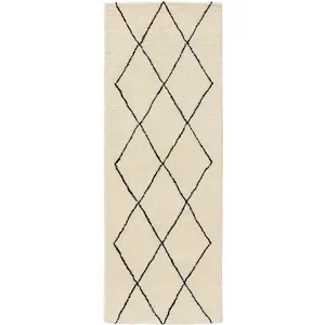 Benuta Tapis de couloir en laine crème 70x200 pas cher