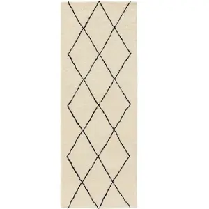 Benuta Tapis de couloir en laine crème 80x250 pas cher