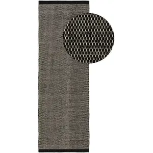 Benuta Tapis de couloir en laine noir & blanc 80x250 pas cher