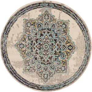 Benuta Tapis rond beige D 180 pas cher