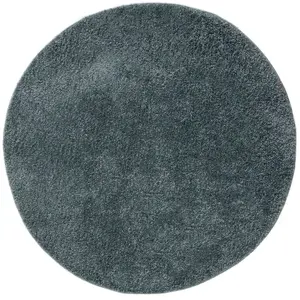 Benuta Tapis à poils longs bleu D 80 rond pas cher