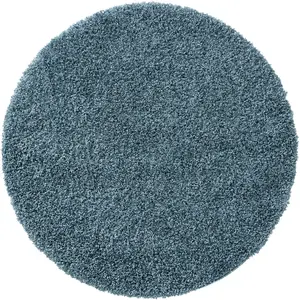 Benuta Tapis à poils longs bleu D 200 rond pas cher