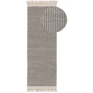 Benuta Tapis de couloir en laine gris 70x200 pas cher