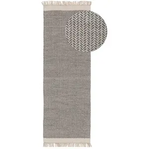 Benuta Tapis de couloir en laine gris 80x250 pas cher