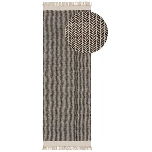 Benuta Tapis de couloir en laine noir & blanc 80x250 pas cher