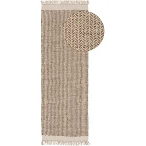 Benuta Tapis de couloir en laine beige 70x200 pas cher