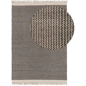 Benuta Tapis de laine noir & blanc 80x120 pas cher