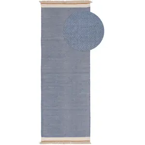 Benuta Tapis de couloir en laine bleu 70x200