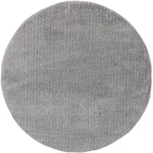 benuta ESSENTIALS Tapis à poils longs rond gris D 160 pas cher