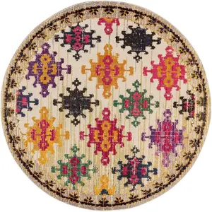 Benuta Tapis multicouleur/beige D 120 rond pas cher