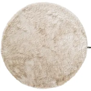 benuta Tapis à poils longs beige D 80 rond pas cher
