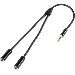 Speaka Professional - Câble répartiteur jack jack mâle 3,5 mm / 2x jack femelle 3,5 mm, noir , 0,2 m