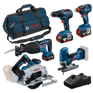 Pack 5 outils 18V 0615A5003D Bosch gsr 18V-55 + gst 18V-125 s + gks 18... pas cher