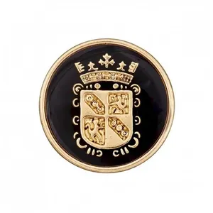 Prym Boutons Blason polyester métallisé à queue 22mm X3 - Noir/or Noir...