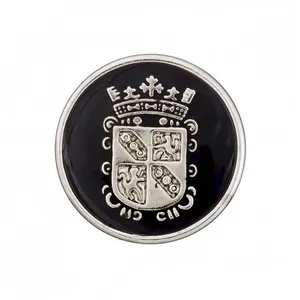 Prym Boutons Blason polyester métallisé à queue 15mm X4 - Noir/argent ...