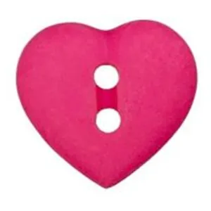 Boutons Coeur 2 trous 12 mm X 4 - Union Knopf Fuchsia Rose - Fuchsia R...