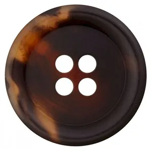 Boutons classique chiné à rebord 4 trous 23mm X2 - Prym Brun Fonce mar...