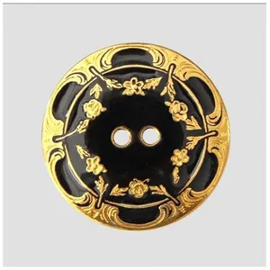 Non communiqué Bouton métal/polyester à motif fleur 2 trous - 25mm - Prym(...) - Noir