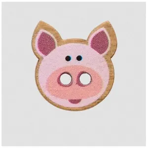 Bouton en bois motif animaux de la ferme 2 trous Prym   Ø 15 mm   Bois...