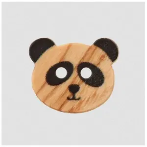 Bouton en bois 2 trous Prym   Ø 15 mm   Motif animaux sauvages en bois...