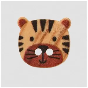 Bouton en bois 2 trous Prym   Ø 15 mm   Motif animaux sauvages en bois...