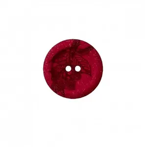 Bouton recyclé polyester motif fleur 2 trous 18 à 23mm - Prym 18-rouge...