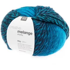 Pelote de laine à tricoter CREATIVE MELANGE CHUNKY - 010 turquoise ble...