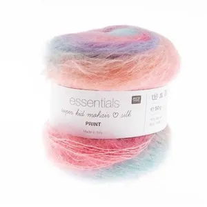 Pelote ESSENTIALS SUPER KID MOHAIR LOVES SILK PRINT 50 gr - 02 Rose - ... pas cher