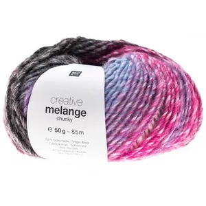 Pelote de laine à tricoter CREATIVE MELANGE CHUNKY - 061 Lilas-pink - ...