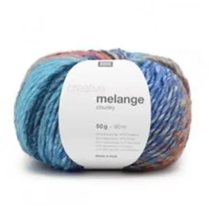 Pelote de laine à tricoter CREATIVE MELANGE CHUNKY -(...) - 46 Bleu pas cher