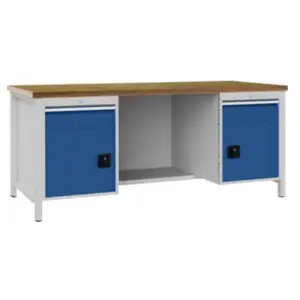 Bedrunka+Hirth Établi gris clair RAL 7035 bleu séc. RAL 5005 l.2000xH859xP750 mm hêtr... pas cher