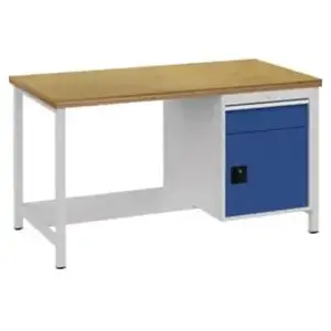 Bedrunka+Hirth Établi gris clair, RAL 7035/bleu de signalisati l1500xP750xH859mm hêtr... pas cher