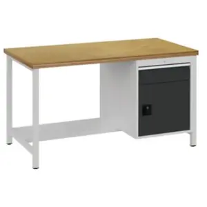 Bedrunka+Hirth Établi gris clair, RAL7035/gris anthr.,RAL7016 l.1500xH859xP750 mm hêtre Multipl