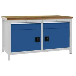 Bedrunka+Hirth Établi gris clair RAL 7035 bleu séc. RAL 5005 l.1500xH859xP750 mm hêtr... pas cher