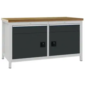 Bedrunka+Hirth Établi lichtgrau,RAL7035 /anthrazitgrau,RAL7016 l1500xP750xH859mm hêtre multiplex gris clair, RAL 7035 gris anthracite, RA Nombre de tiroirs 2 Nombre pas cher