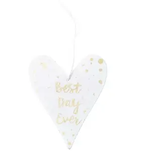 Comparateur de prix : Non communiqué Pendentif coeur en bois blanc et écriture doré - Best Day Ever - Rico Design