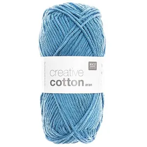 Rico Creative Cotton aran Fil de coton pour tricot et crochet Bleu 55