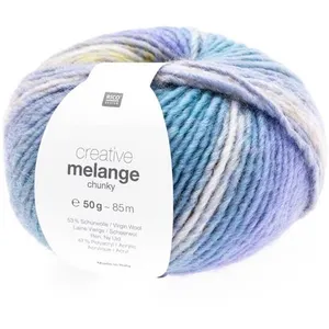 Pelote de laine à tricoter CREATIVE MELANGE CHUNKY - 067 Jaune-turquoi...